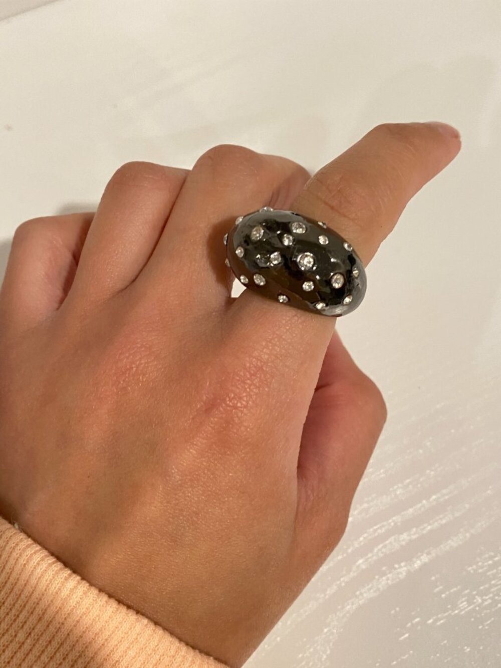 Gray Rhinestone Ring
